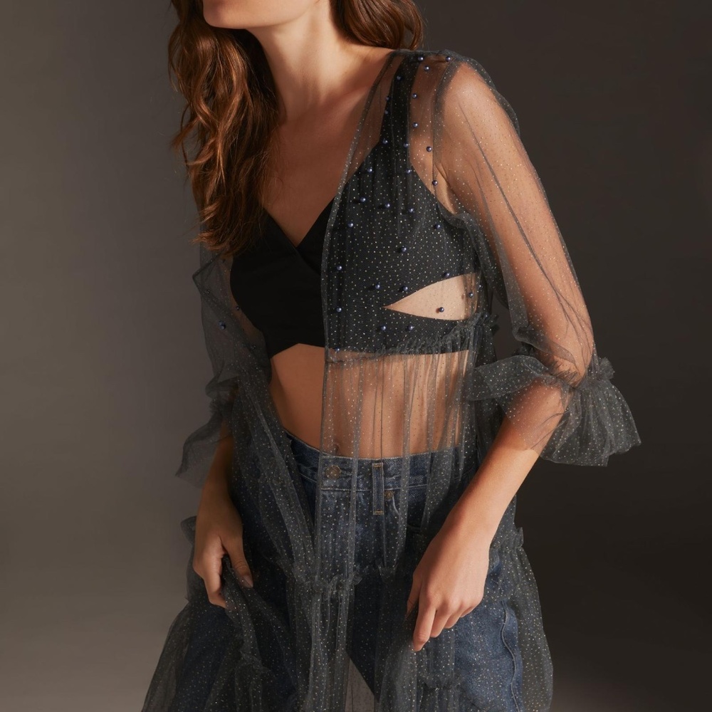 Anthropologie Elizabeth Gillett Embellished Duster